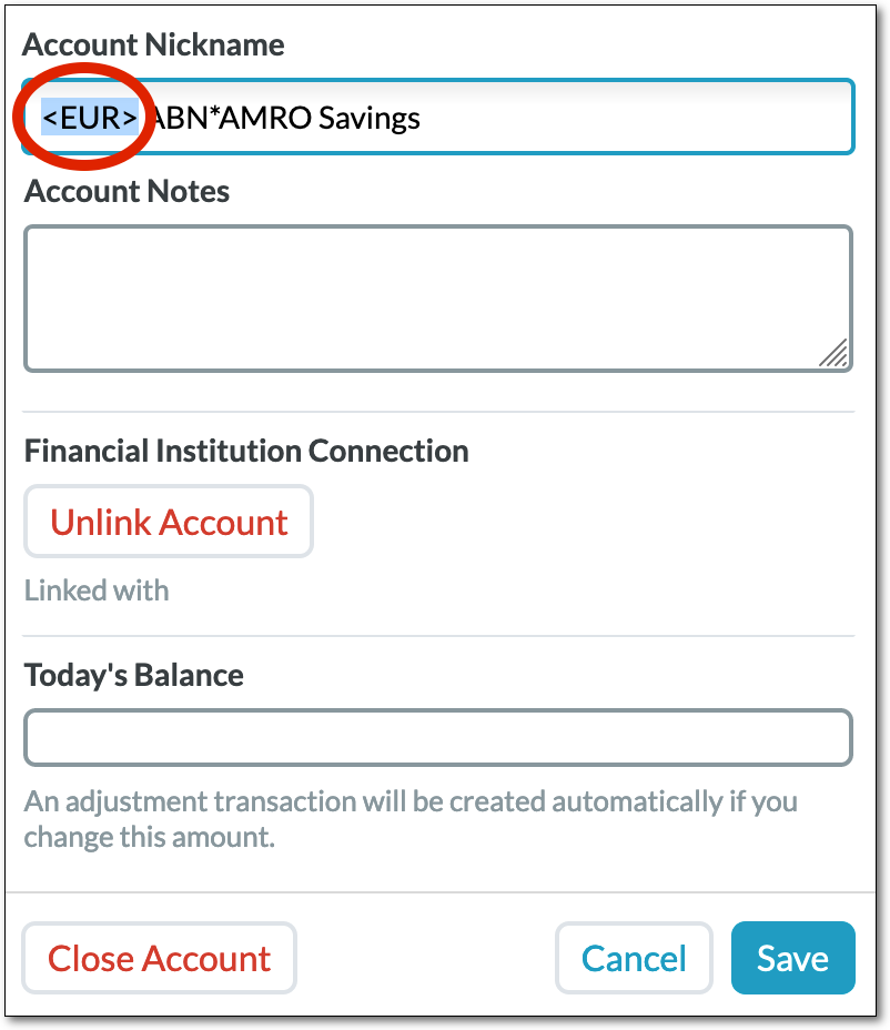 [account currency tag screenshot]